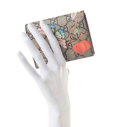 Gucci GG Supreme Monogram Tian Card Case Beige Multicolor Red 2 of 8