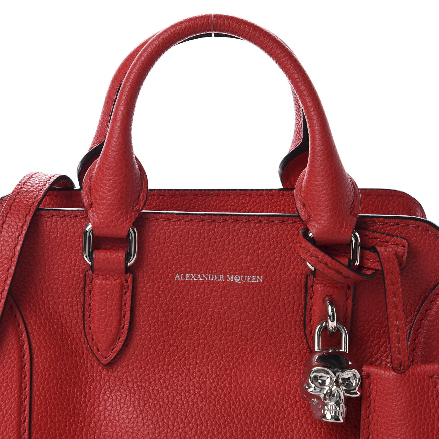 Alexander McQueen Calfskin Mini Skull Padlock Zip Around Tote Red 10 of 10