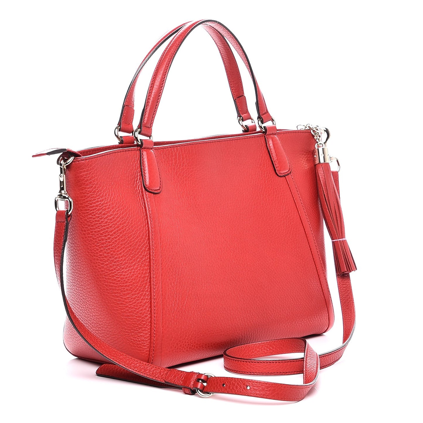 Pebbled Calfskin Small Soho Top Handle Bag Tabasco Red