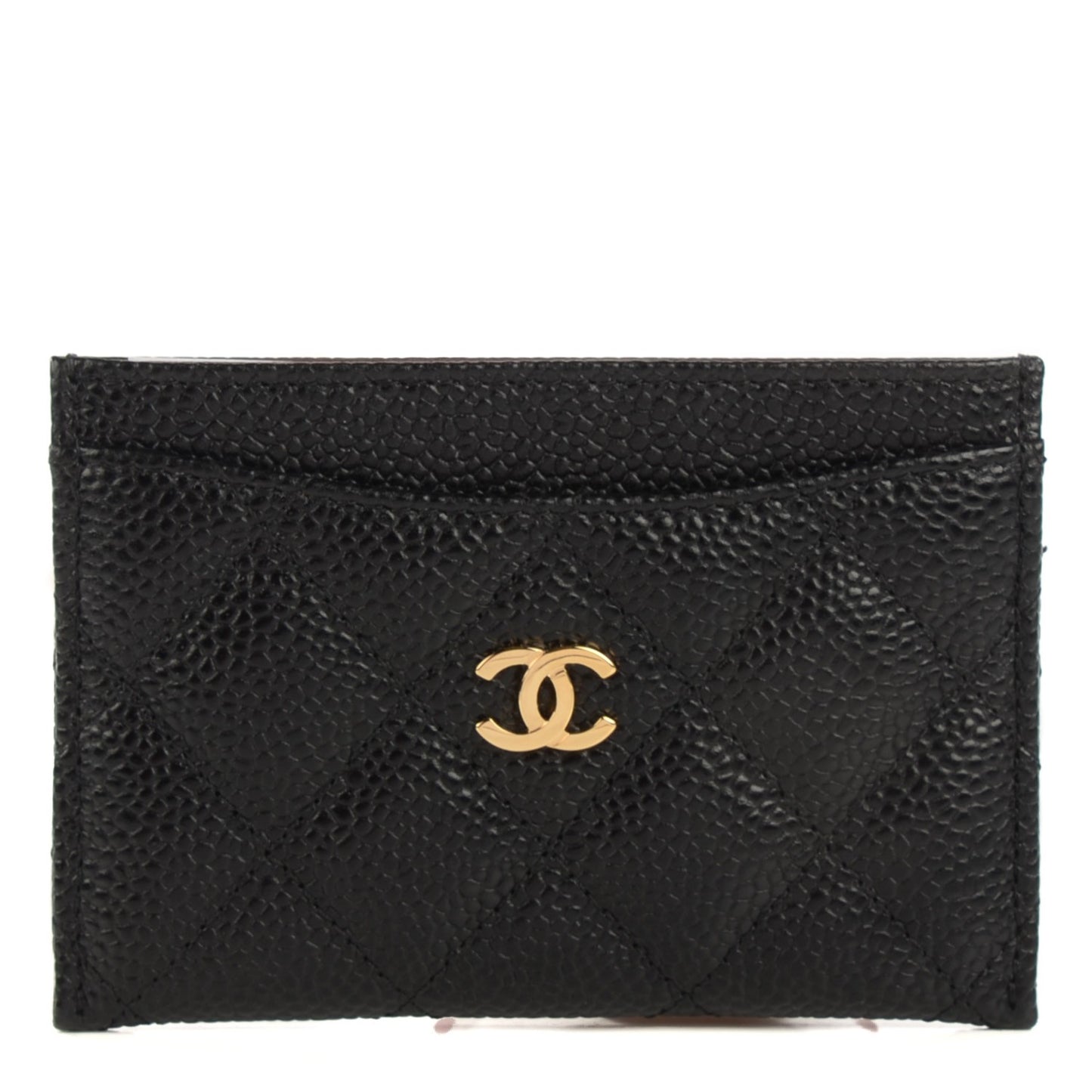 Caviar Quilted Card Holder Black
