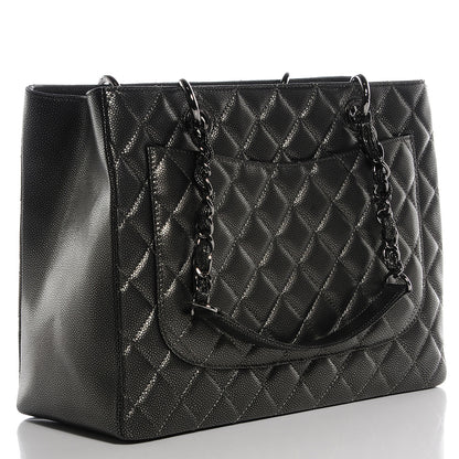 Chanel Metallic Caviar Quilted Grand Shopping Tote GST Dark Silver 3 of 6