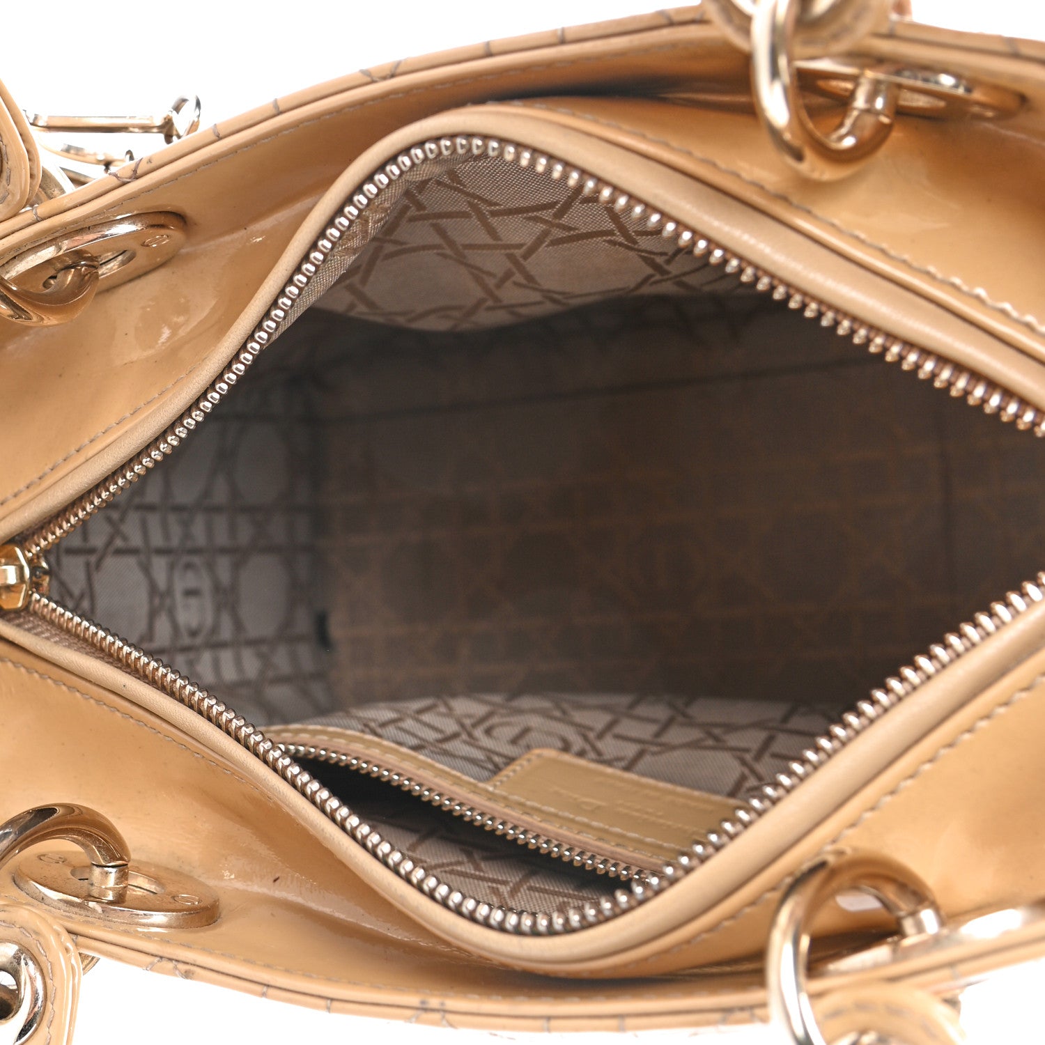 Christian Dior Patent Cannage Medium Lady Dior Beige 4 of 6