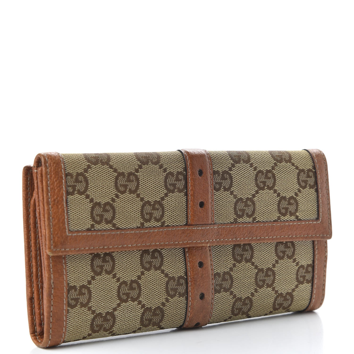 Gucci Monogram Buckle Continental Wallet Brown 3 of 10