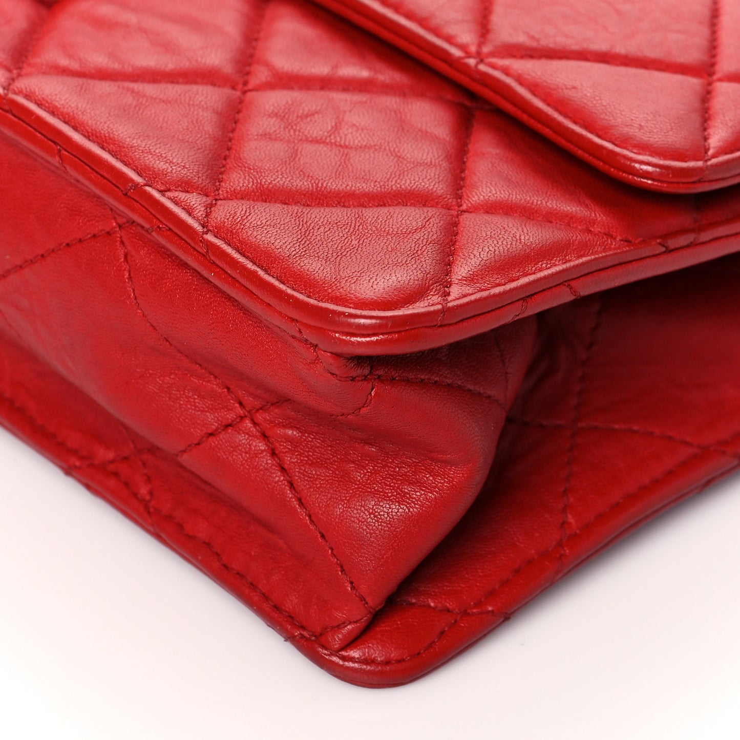 Washed Lambskin Jumbo Take Away Flap Red