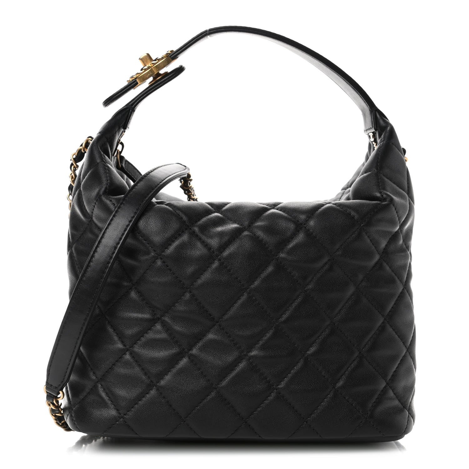 Chanel Lambskin Quilted Large Perfect Meeting Hobo Black 1 of 4