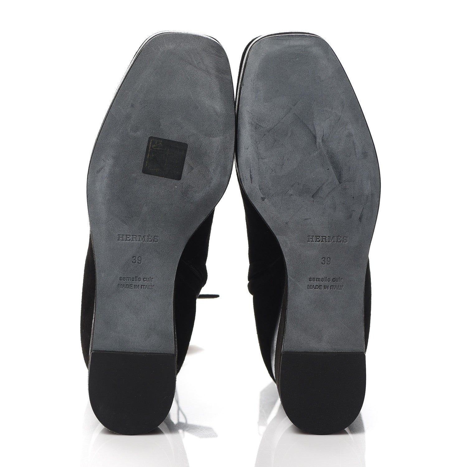 Hermes Suede Goatskin Womens Wedge Boot 39 Black 8 of 10