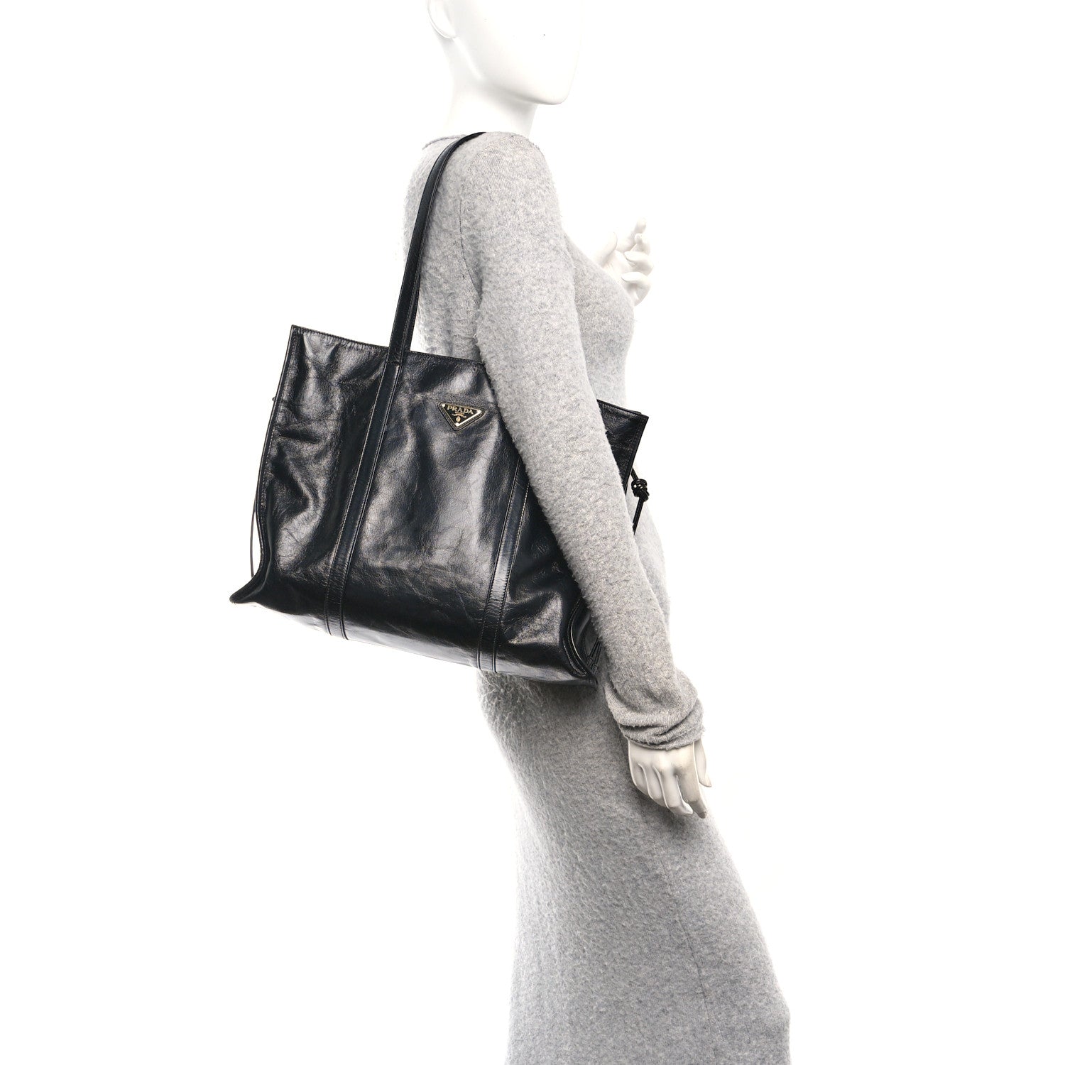 Prada Soft Lux Large Shopping Tote Black 2 of 11