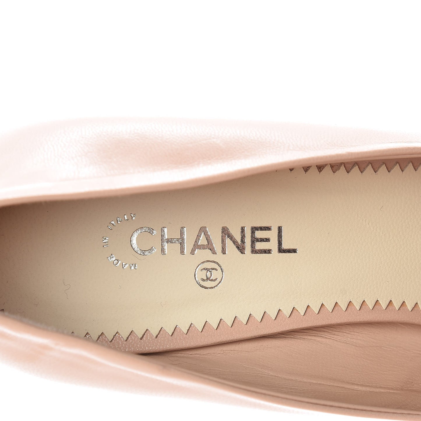 Lambskin Pearl Peep Toe Pumps 39.5 Beige Clair