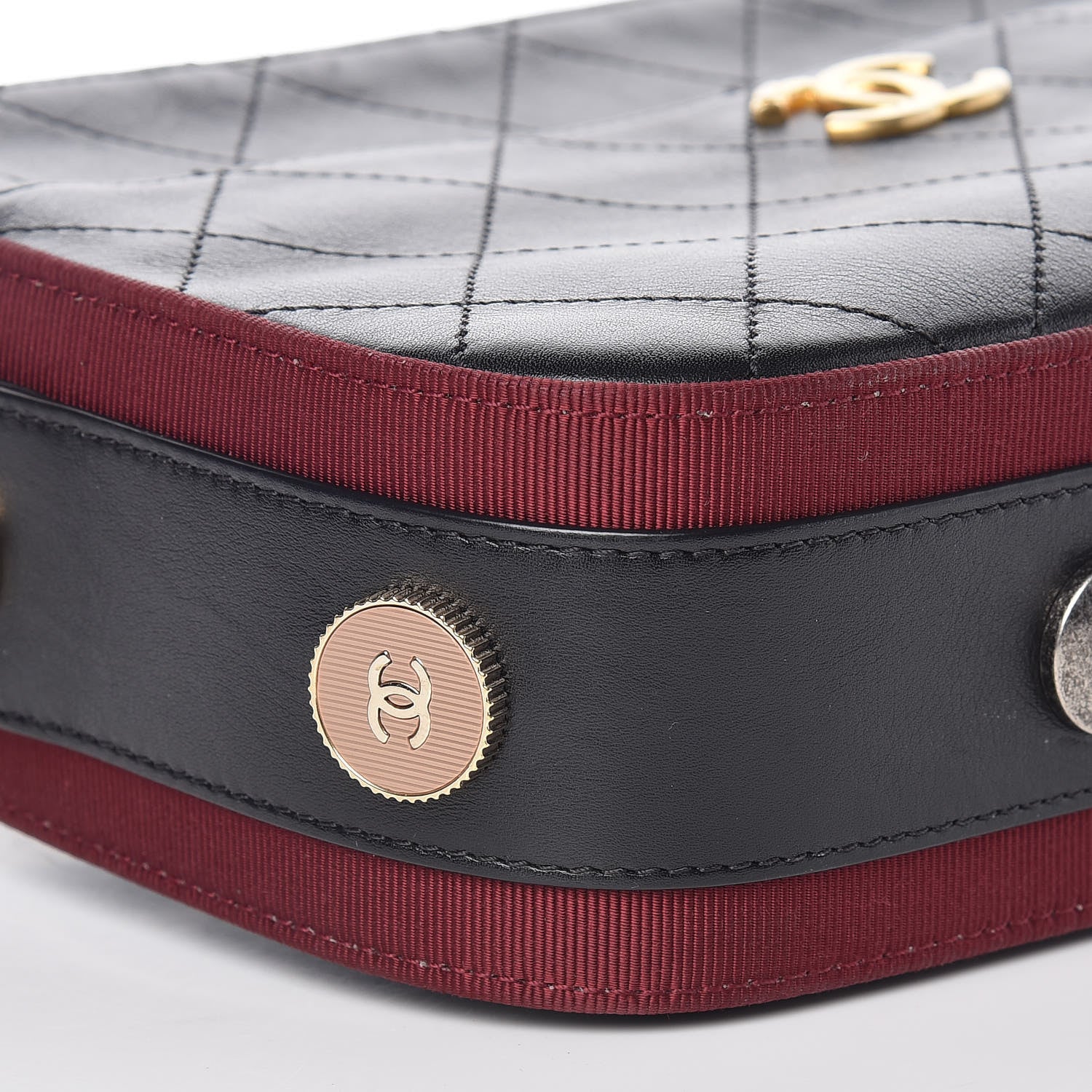 Chanel Calfskin Grosgrain Stitched Button Up Camera Case Black 11 of 13