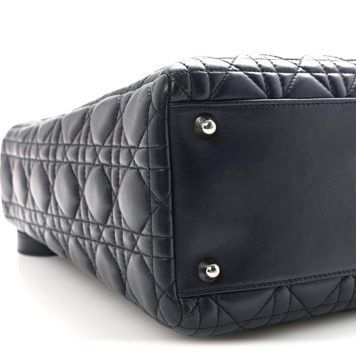 Lambskin Cannage Large Lady Dior Navy Blue