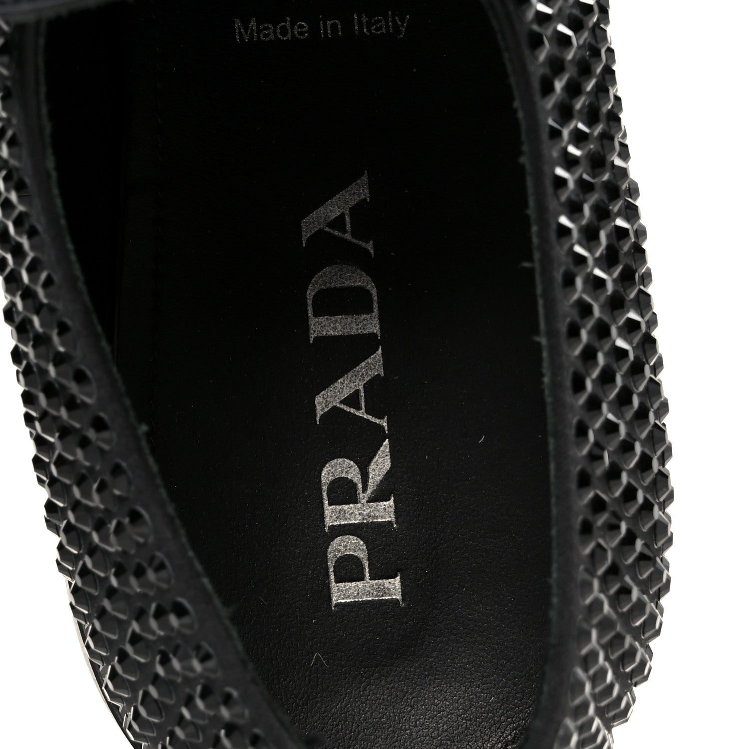 Prada Satin Crystal Metal Triangle Logo Mens Loafers  8.5 Black 7 of 12