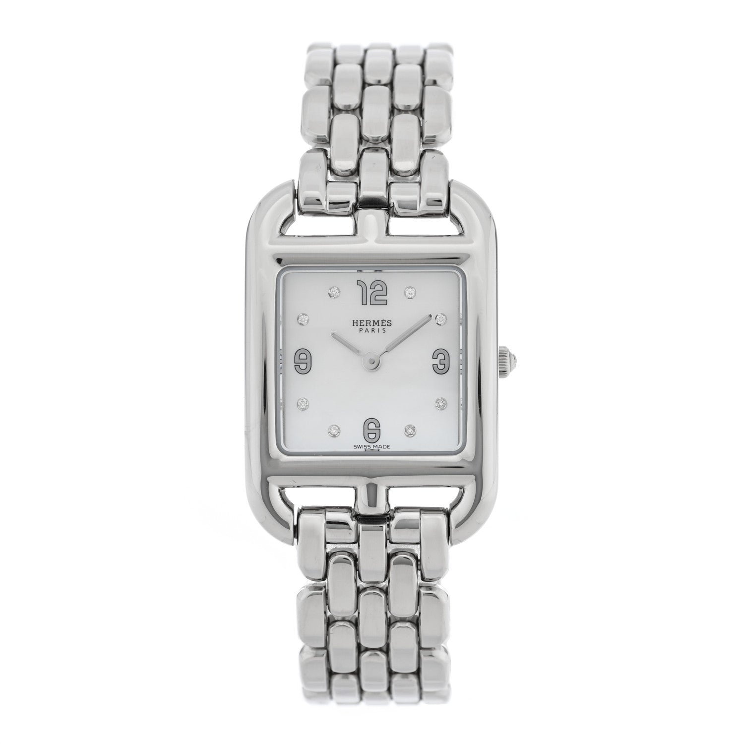 Hermes Stainless Steel Diamond Mother of Pearl 23mm Cape Cod Quartz Watch 1 of 5