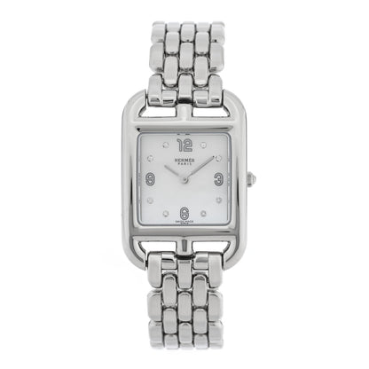 Hermes Stainless Steel Diamond Mother of Pearl 23mm Cape Cod Quartz Watch 1 of 5