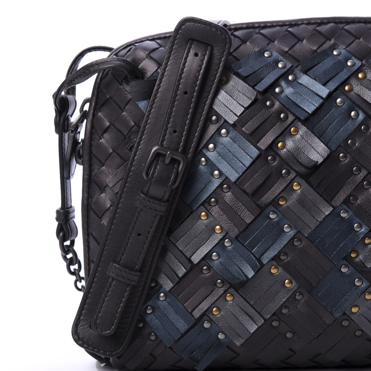 Nappa Intrecciato Fringe Studded Nodini Crossbody Messenger Multicolor