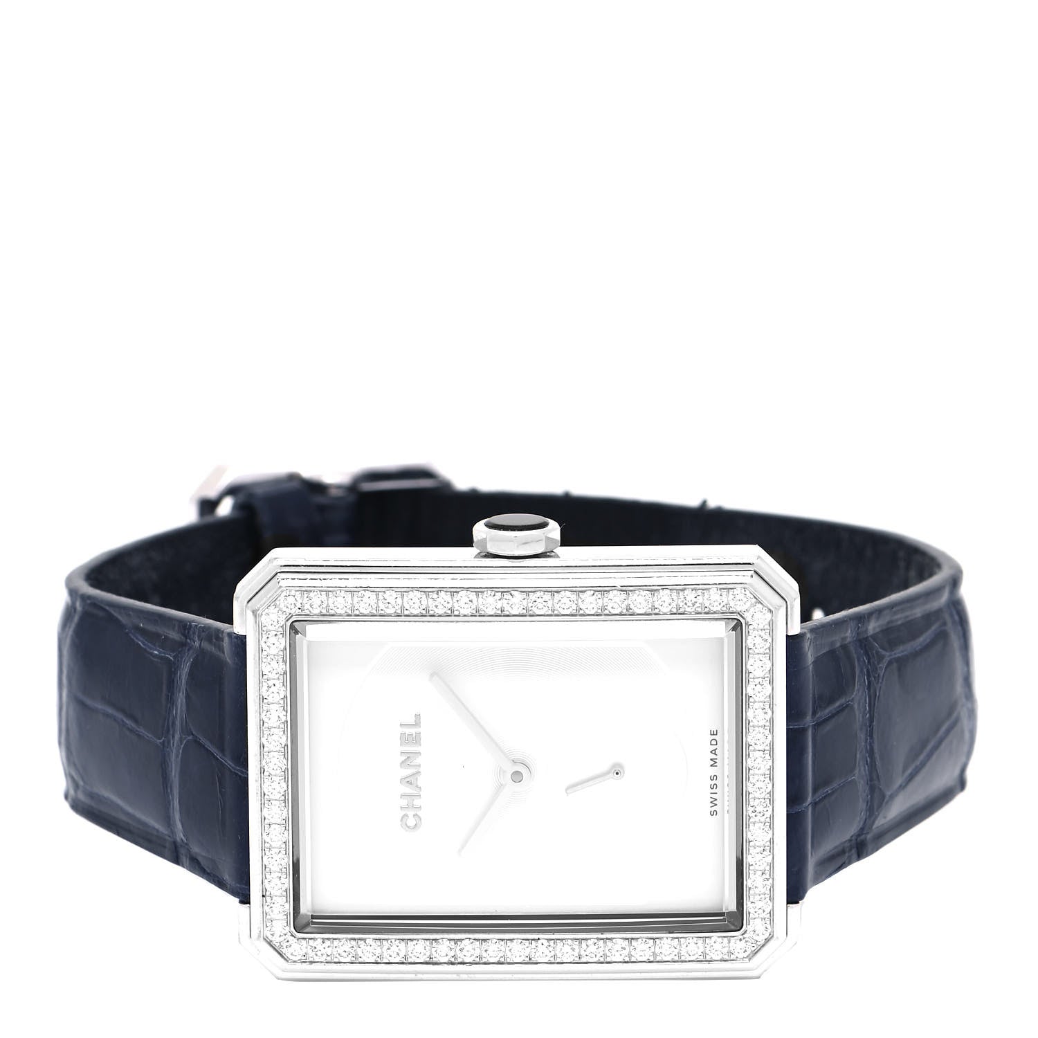 Chanel 18K White Gold Alligator Diamond Bezel 29mm Boy-Friend Manual Winding Watch 2 of 5
