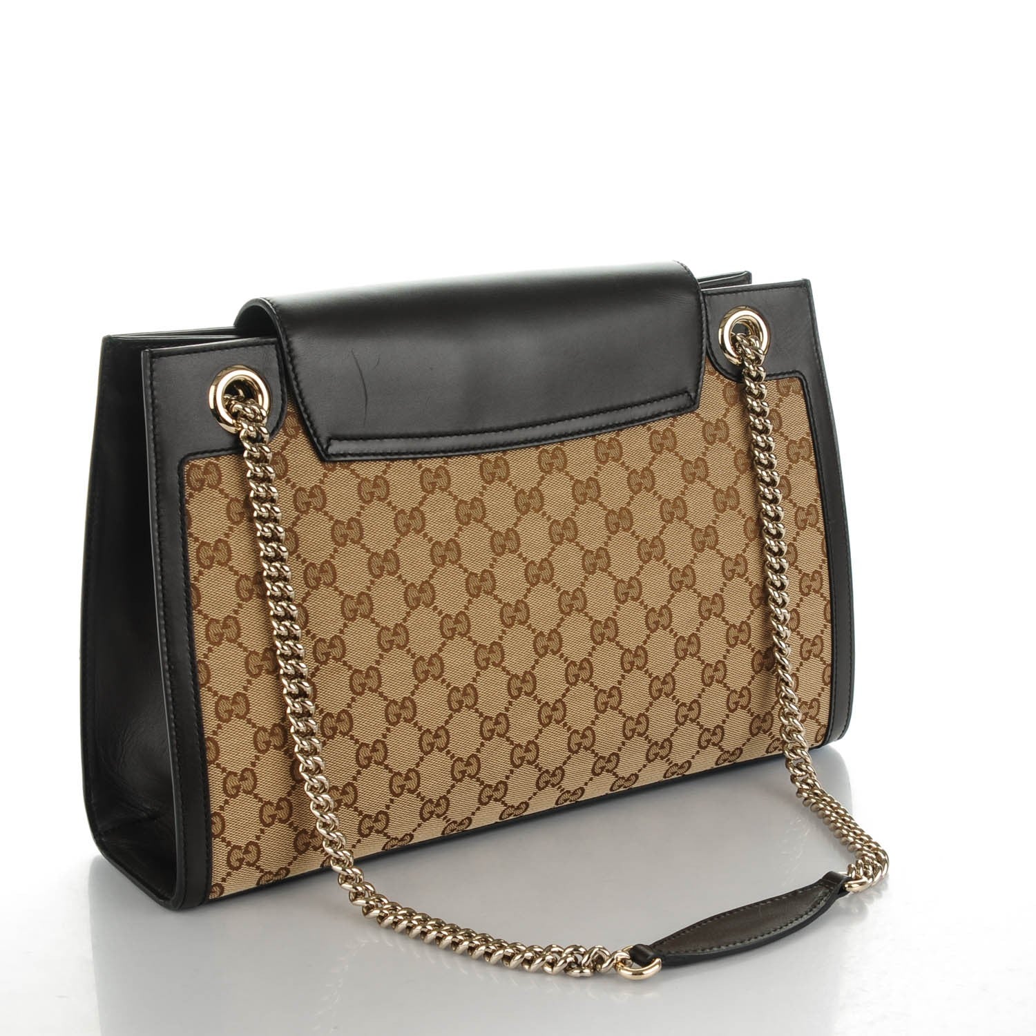 Gucci Monogram Margaux Calfskin Large Emily Chain Shoulder Bag Beige Ebony Cocoa 3 of 7