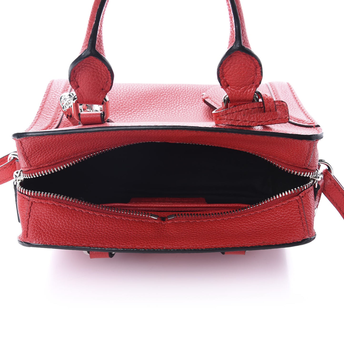 Calfskin Mini Skull Padlock Zip Around Tote Red