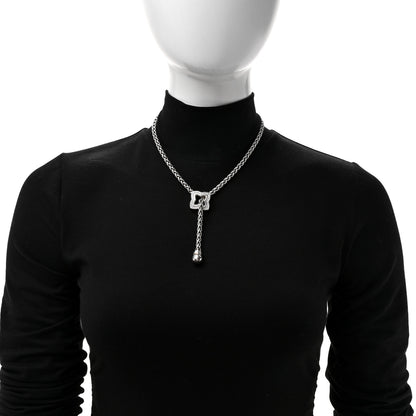 David Yurman Sterling Silver Diamond Quatrefoil Lariat Wheat Chain Necklace 2 of 5
