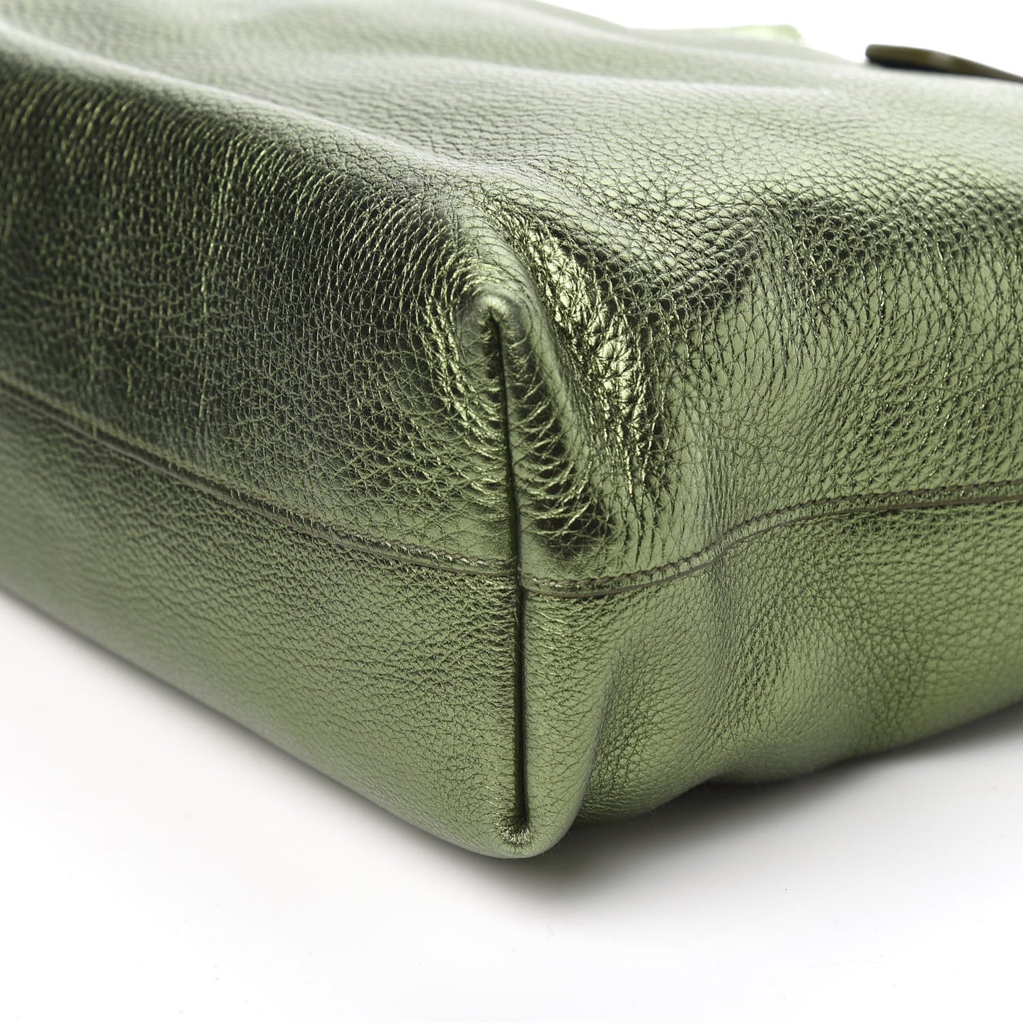 Metallic Vitello Daino Shopping Tote Green