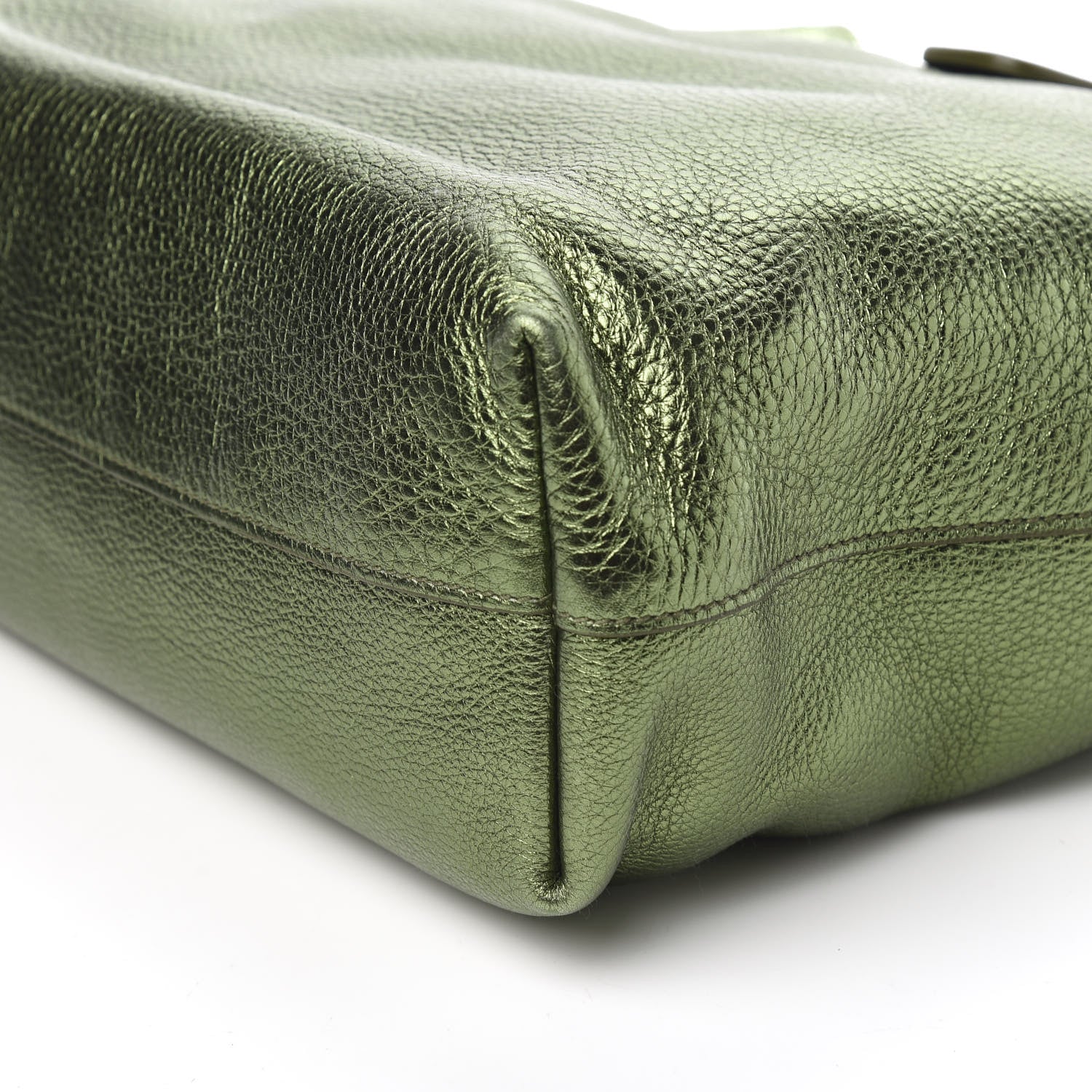Prada Metallic Vitello Daino Shopping Tote Green 8 of 9