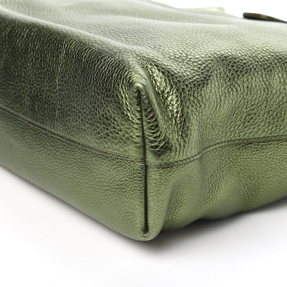 Prada Metallic Vitello Daino Shopping Tote Green 8 of 9