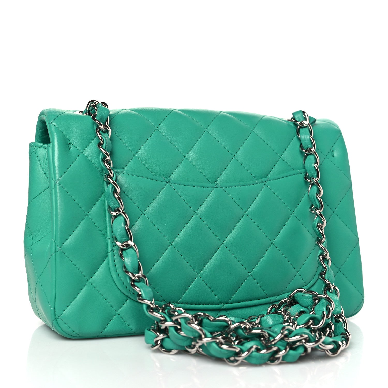 Chanel Lambskin Quilted Mini Rectangular Flap Green 3 of 9