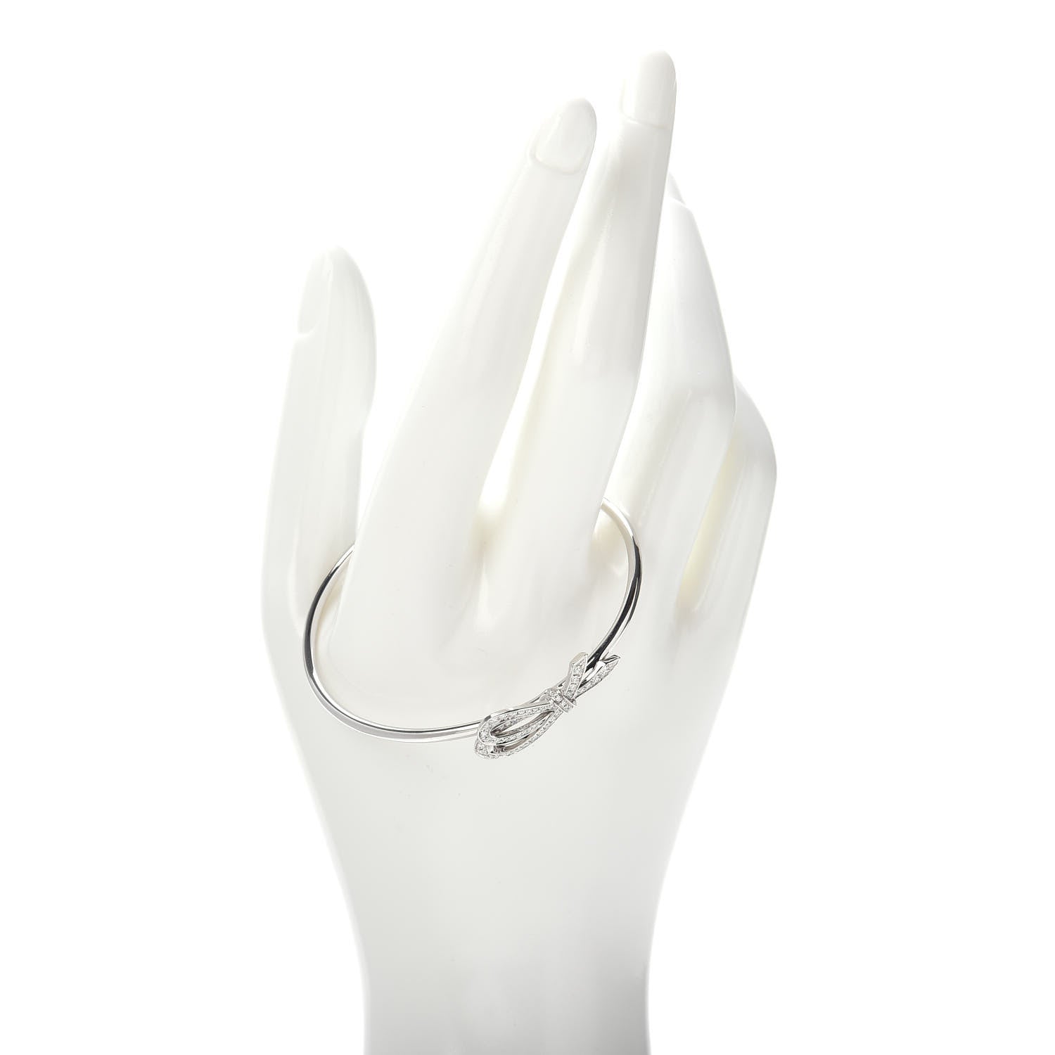 Tiffany 18K White Gold Diamond Bow Cuff Bracelet 2 of 4