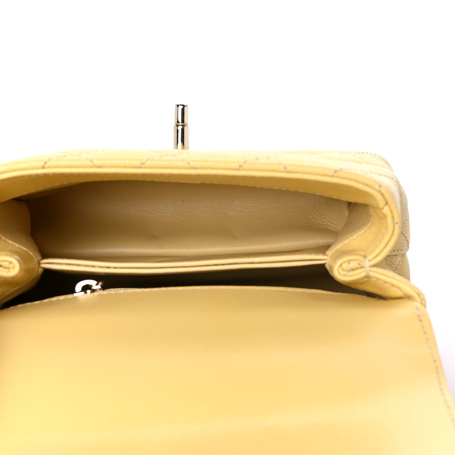 Chanel Caviar Quilted Extra Mini Coco Handle Flap Yellow 5 of 9