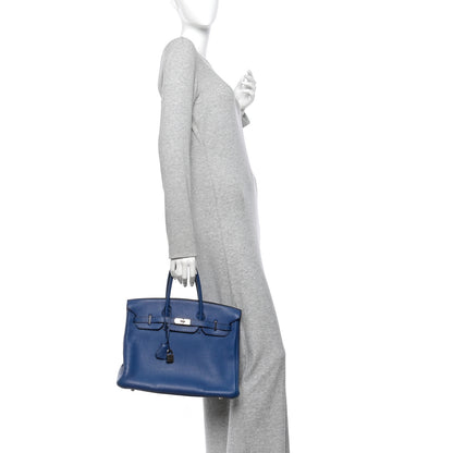 Hermes Taurillon Clemence Birkin 35 Bleu Brighton 2 of 13