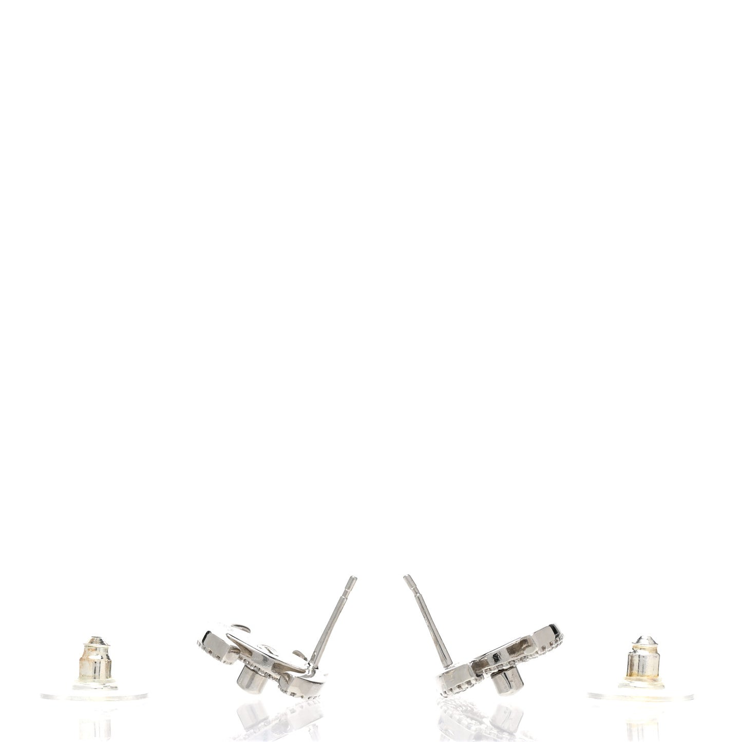 Crystal CC Turnlock Earrings Silver