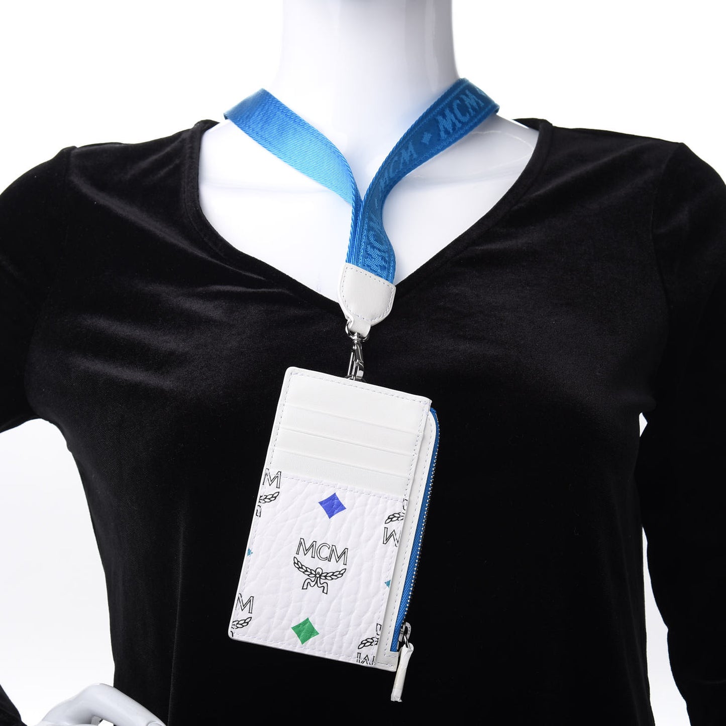 Skyoptic Visetos Spectrum Diamond Mini Card Case Holder Lanyard White