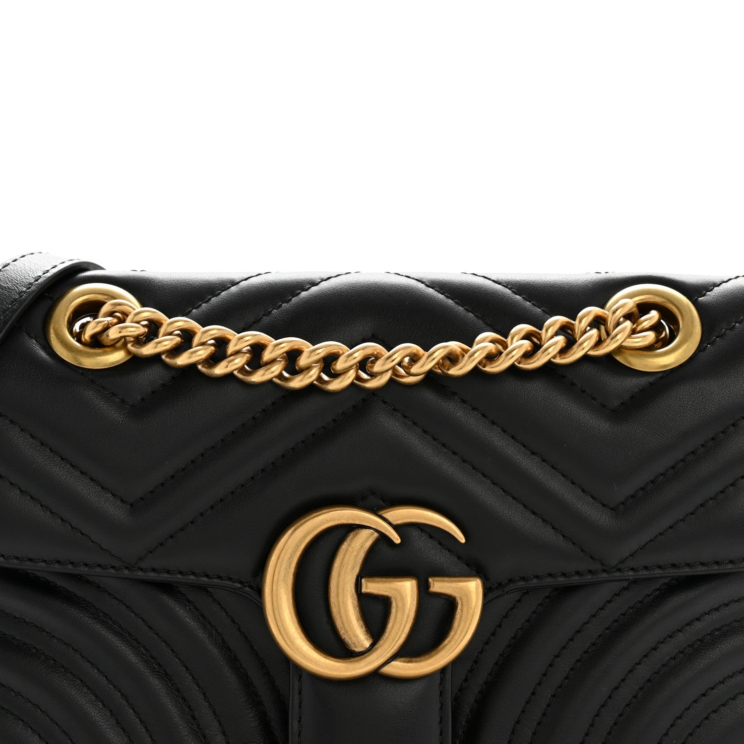 Gucci Calfskin Matelasse Mini GG Marmont Shoulder Bag Black 8 of 11