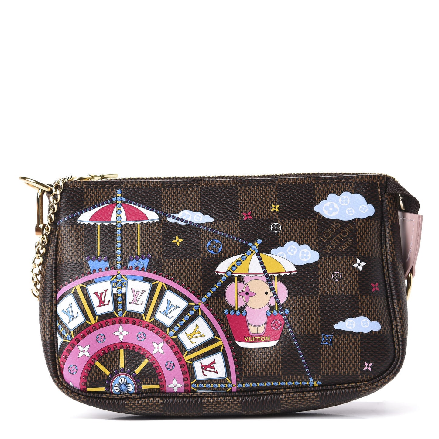 Damier Ebene 2020 Christmas Animation Big Wheel Mini Pochette Accessories Rose Ballerine