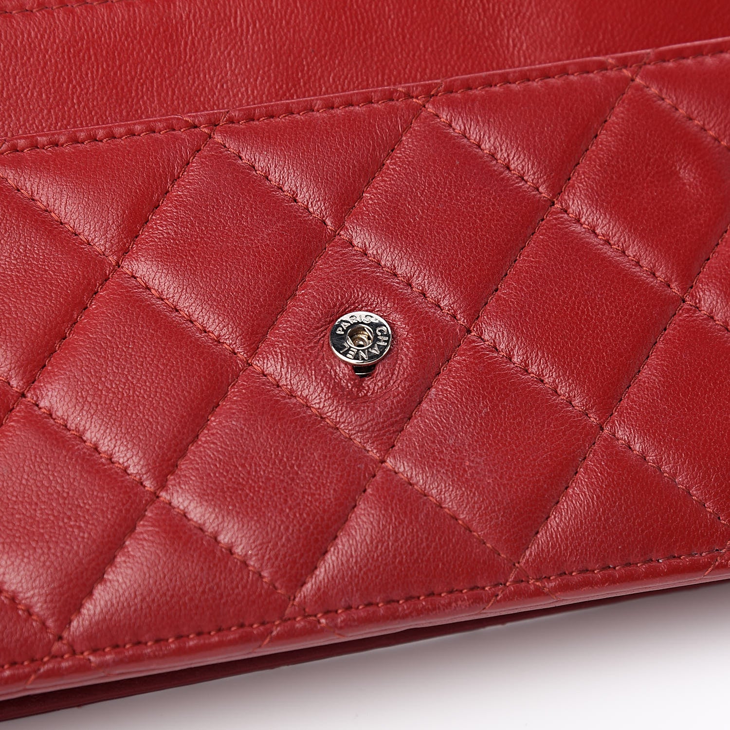 Chanel Lambskin Quilted Wallet On Chain WOC Red 11 of 12