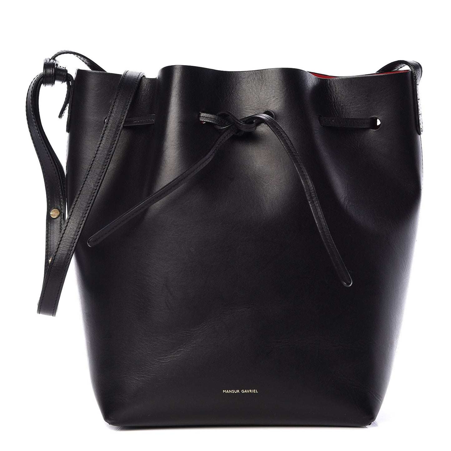 Vegetable Tanned Calfskin Bucket Bag Black Flamma