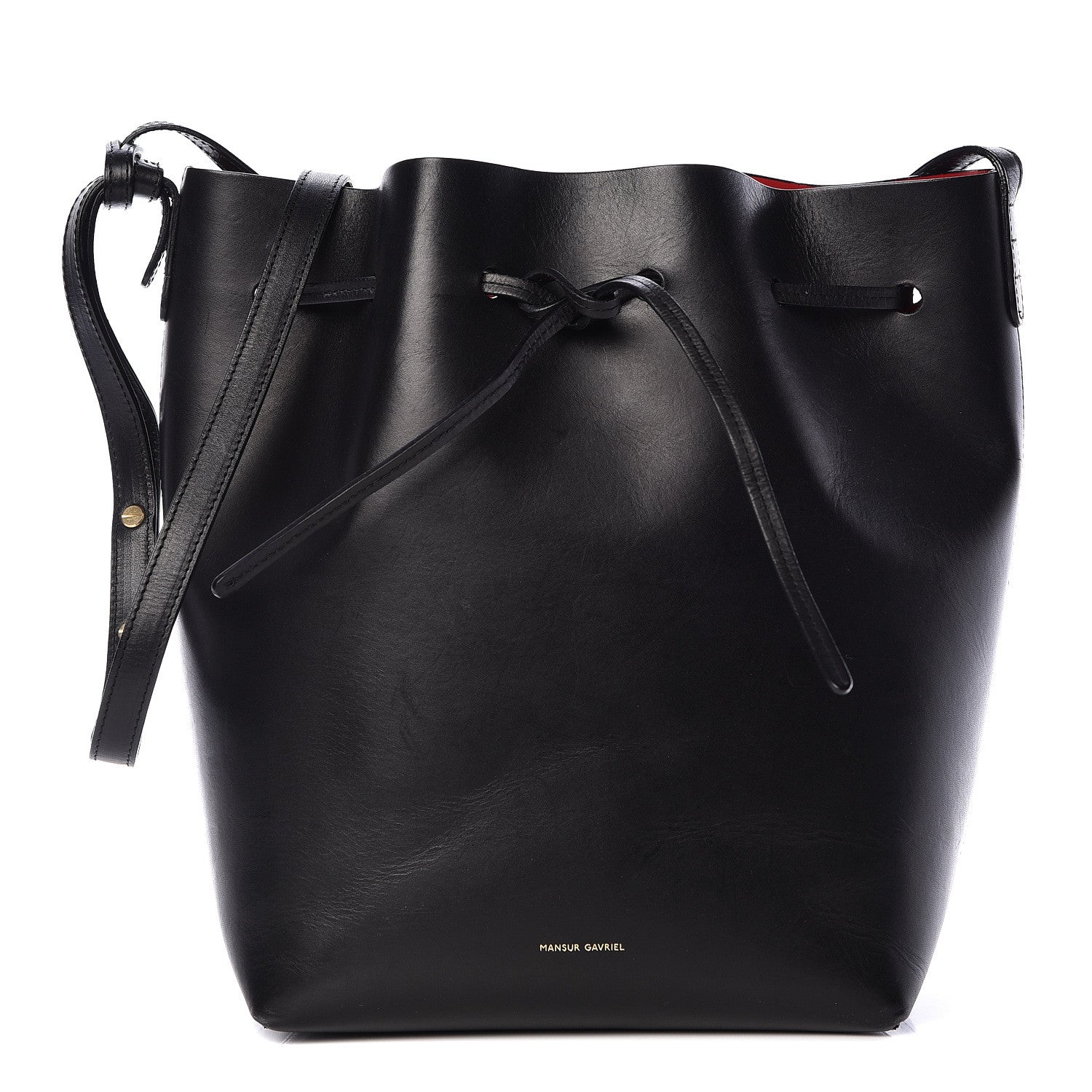 Mansur Gavriel Vegetable Tanned Calfskin Bucket Bag Black Flamma 3 of 14