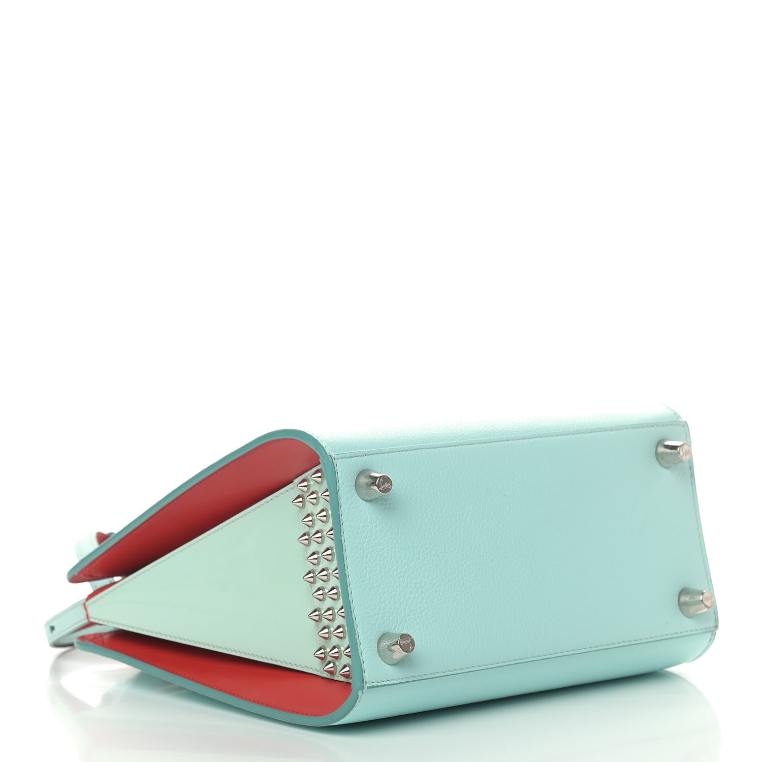 Christian Louboutin Calfskin Studded Small Paloma Turquoise 4 of 9