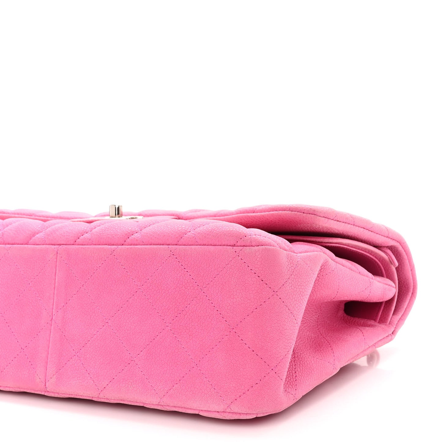 Iridescent Caviar Quilted Jumbo Double Flap Pink