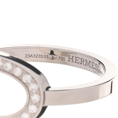Hermes 18K White Gold Diamond MM Chaine d'Ancre Contour Ring 52 6 4 of 6