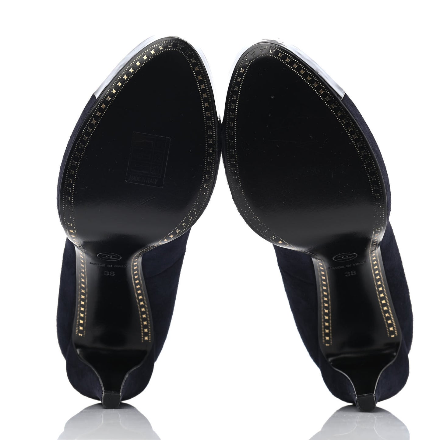 Suede Patent Cap Toe Pumps 38 Marine Fonce