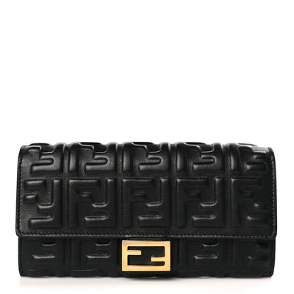 Fendi Nappa Matisse FF Embossed Continental Wallet Black 1 of 7