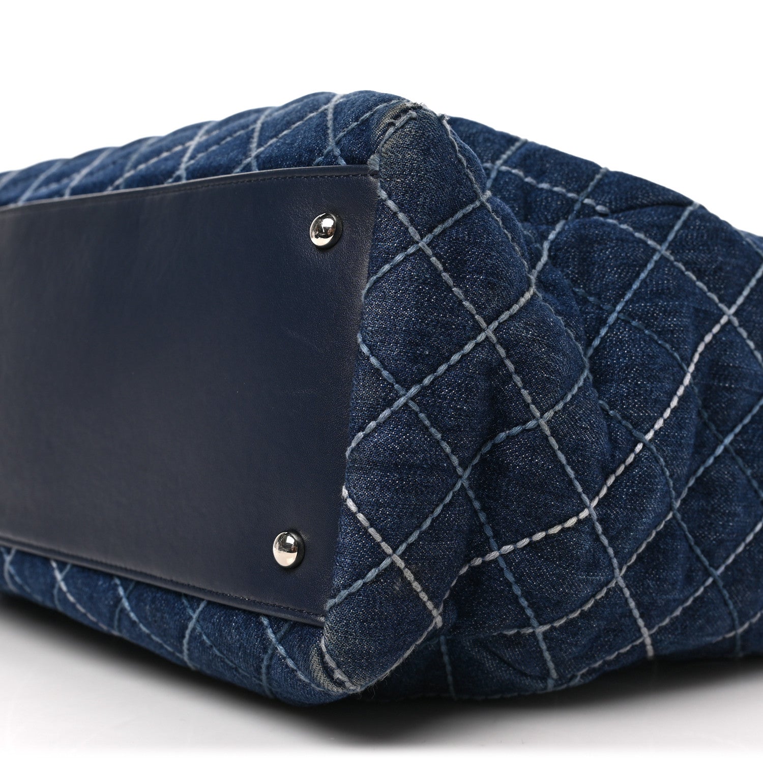 Chanel Denim Quilted Large Coco Handle Shopping Tote Blue 9 of 9