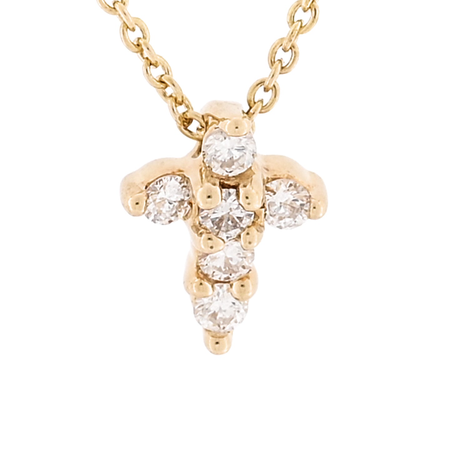 18K Yellow Gold Diamond Tiny Treasures Mini Cross Pendant Necklace