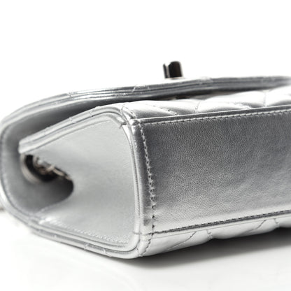 Chanel Metallic Lambskin Quilted Mini Trendy CC Clutch With Chain Silver 6 of 11
