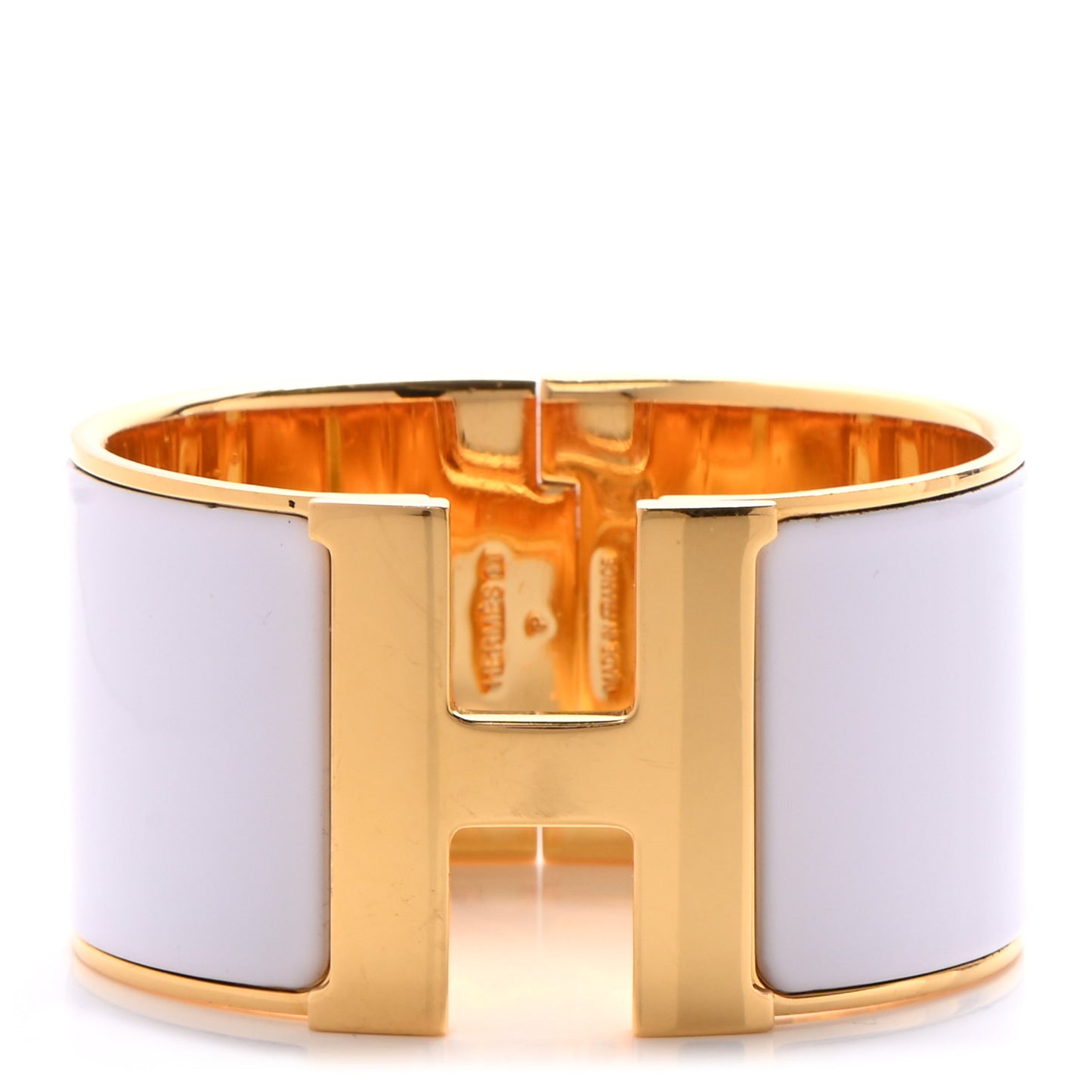 Enamel Extra Wide Clic Clac H Bracelet GM White