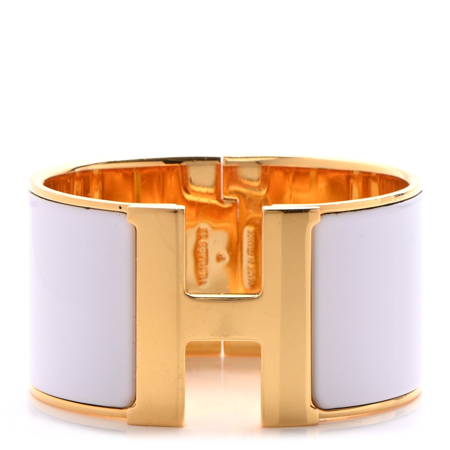 Hermes Enamel Extra Wide Clic Clac H Bracelet GM White 1 of 8