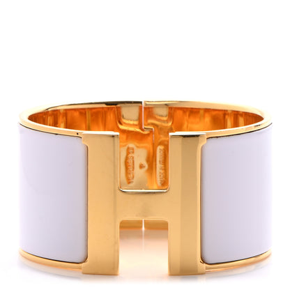 Hermes Enamel Extra Wide Clic Clac H Bracelet GM White 1 of 8