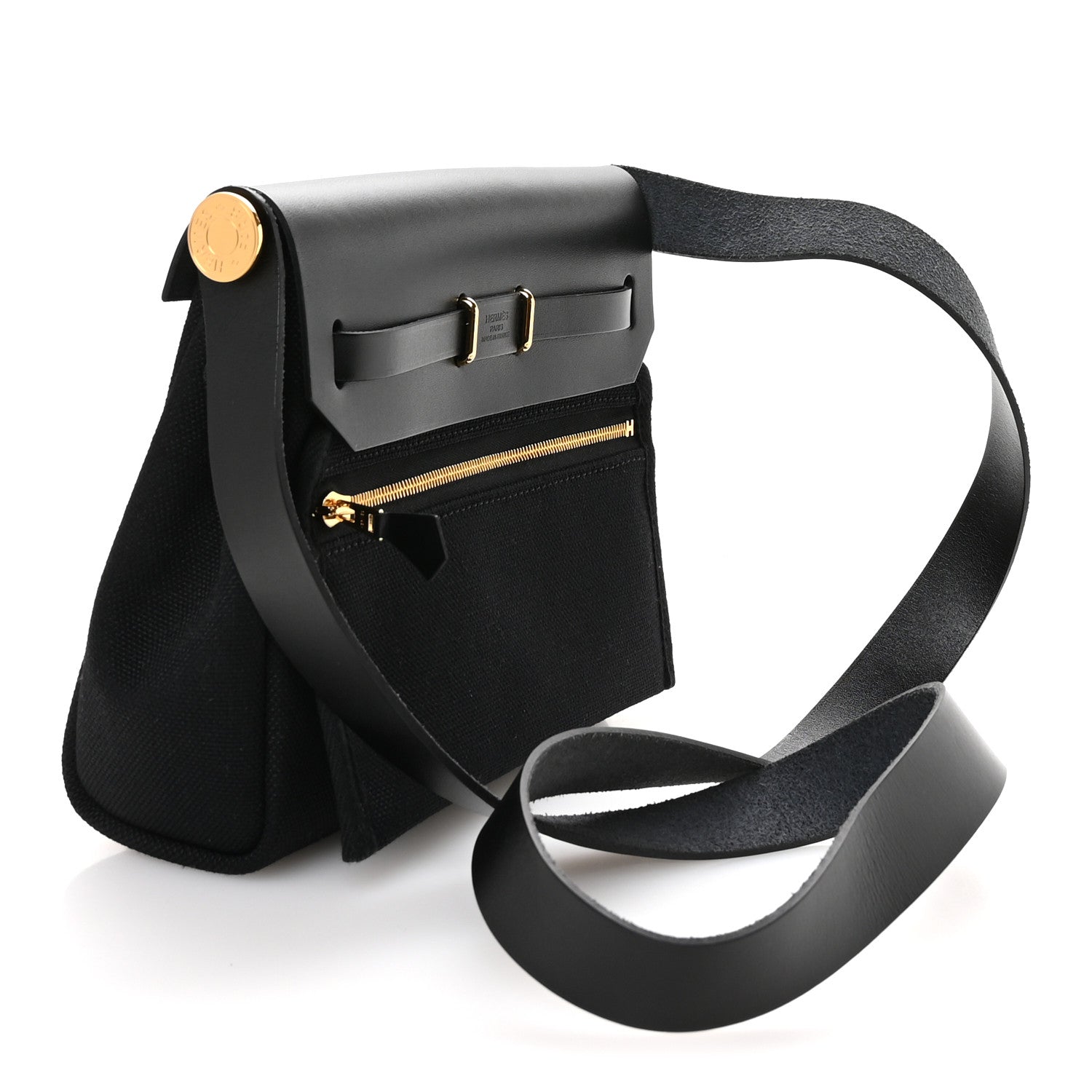 Hermes Military Toile Vache Hunter Herbag Zip Retourne 20 Black 3 of 11