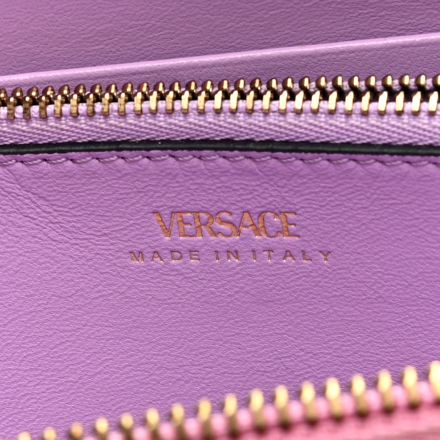 Calfskin Medusa Zip Wallet Pink
