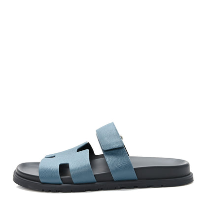 Hermes Epsom Mens Chypre Sandals 43 Bleu Canard 1 of 8